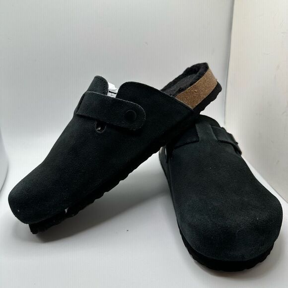 CUSHIONAIRE Women's Cork Footbed Clog with Genuine Leather Upper, Faux Fur Linin - Picture 7 of 7